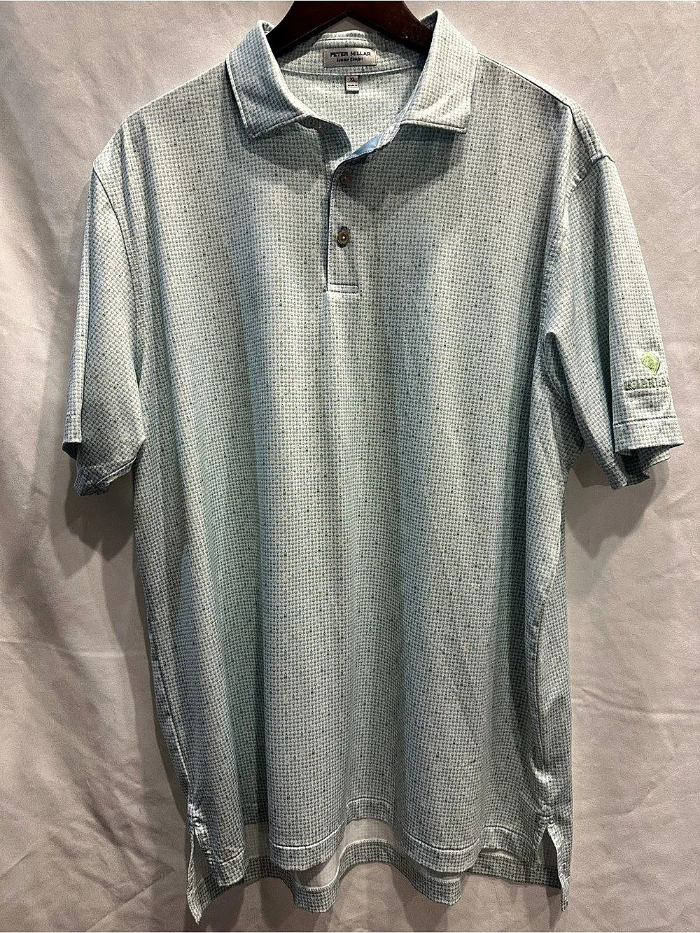 Peter Millar Summer Comfort Kierland Golf Club Polo Blue & Green XL